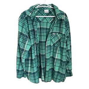 Columbia Teal & Green Plaid Oversized Button-Up Shirt